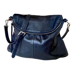 Vintage MARGOT Black Leather Hobo Crossbody Bag Purse